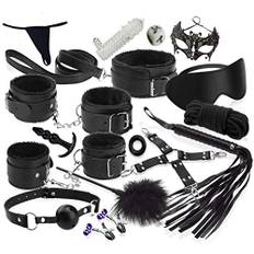 LOVONE Bondage Set Största BDSM Set med 18 stycken Perfekt för nybörjare och erfarna Bondage Set SM Manschetter med handbojor med ögonmask Erotik Sexleksaker För parälskare