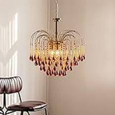 Amber Crystal Chandelier Light Fixture Modern Chandelier Crystal Lighting, Crystal Pendant Raindrop Chandelier for Dining Room,Bedroom,Living Room