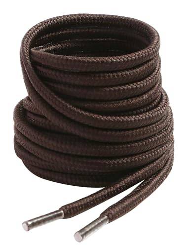 VSUDO 180 cm Runda Mörk Brun Skosnören för Stövlar, Brun Snören för Kängor, Boot – 4mm Mörkbrun Stövelsnören Kompatibla med Dr. Martens, Ecco, Lundhags, Kavat, Icebug, Solovair (2 Par-Mörkbrun-180cm)