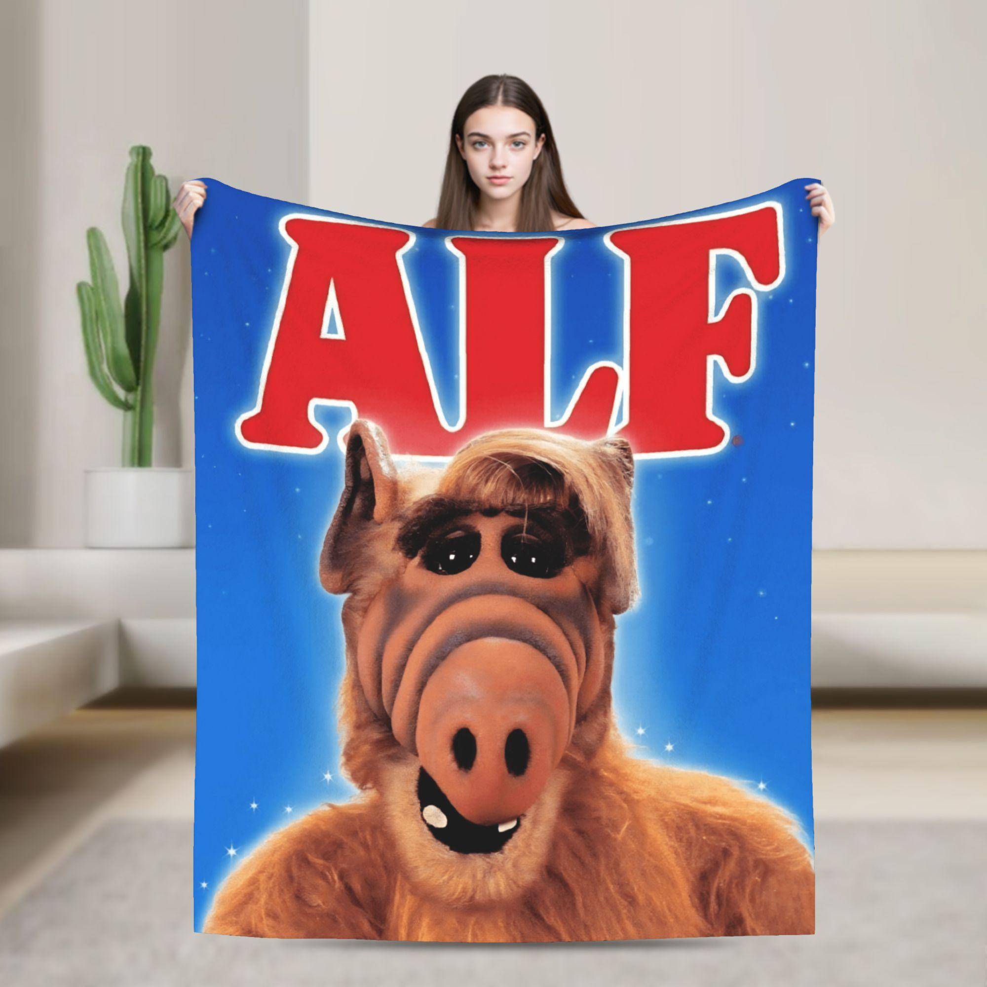 Varm Mjuk Filt Resa Kontor Alf 90-tals TV-serie Sängkläder Plädar Flanell Sängöverkast För Vardagsrum Tryckt Soffa Sängöverdrag black