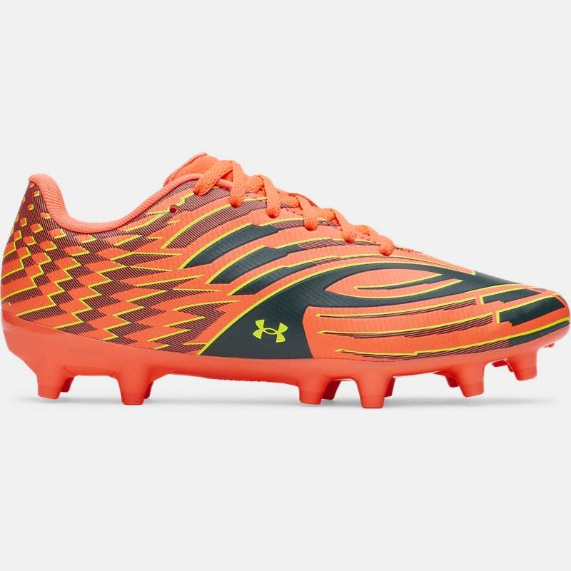 Under Armour Shadow Select 4 FG Jr. Boys' Soccer Cleats Electric Tangerine / Arden Green / High Vis Yellow 36