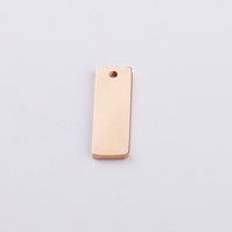 Fnixtar rektangel charms taggar gravera logotyp kontakt charms spegel polerat rostfritt stål diy smycken 6 x 18mm 20 st / parti - Rosa guldfärg
