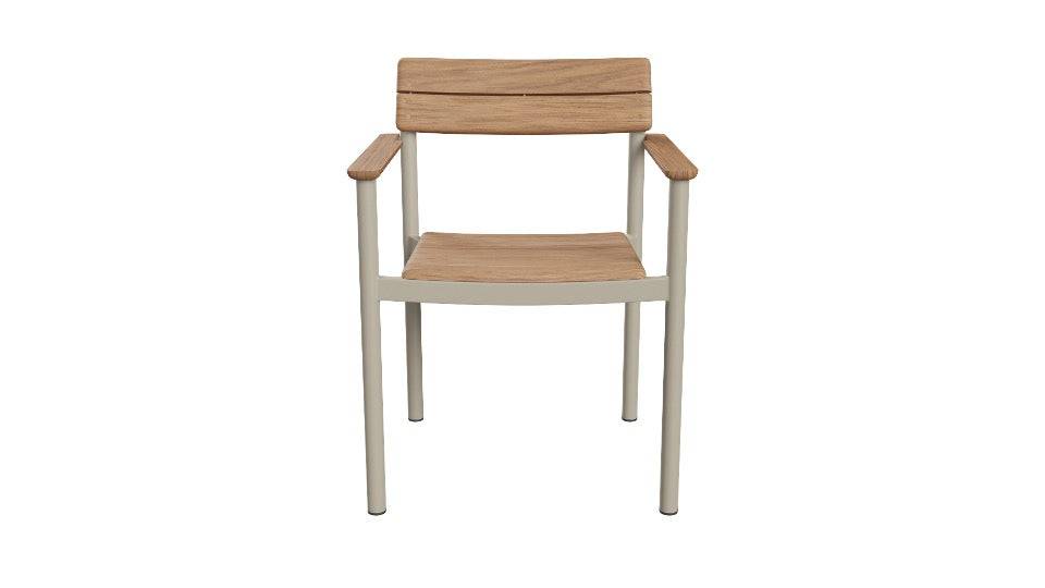Pelagus stol - Spisestol m. armlæn Aluminum/Light Ivory / Outdoor Textile / Ash Quickdry foam
