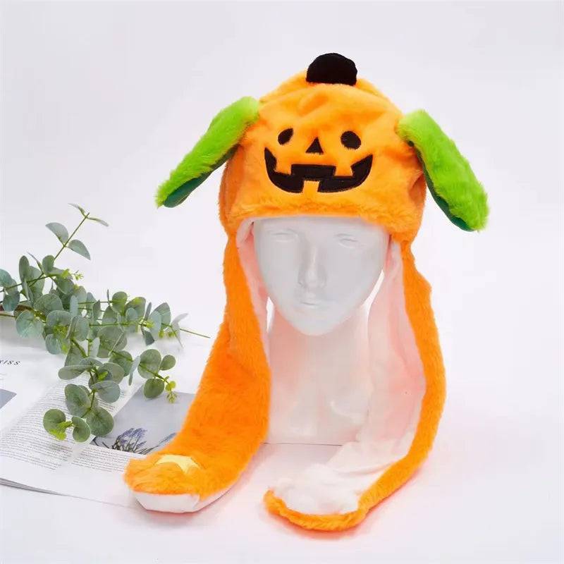 BunnyBounce Hatt – Söt Mössa med Rörliga Öron - Halloween Pumpa