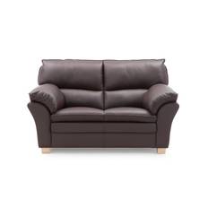 Palma 2.personers sofa | Mørkebrun semi/spalt læder m. ubehandlet bøg
