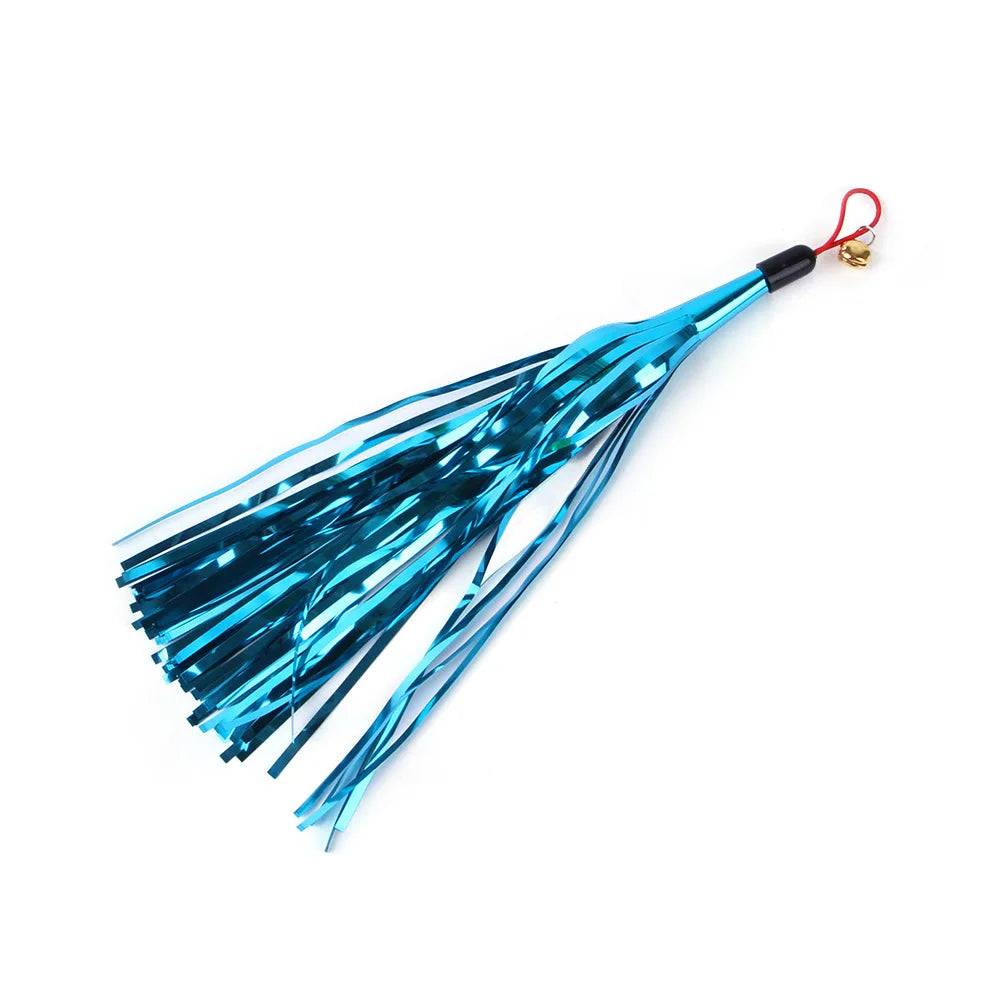 Feather Wand Cat Toy with Bell & Worm String - Interactive Teaser Set - THT-1-Blue