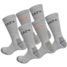 Caterpillar Real Work Socks 6 par arbetsstrumpor manförstärkt på häl och tå bomullsfrotté (43-46, Ljusgrå)