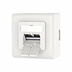 VCELINK Universal nätverksuttag Cat6A, 2 x RJ45 Port Lan dose, datauttag ytmonterad eller infälld – skärmad 10 Gigabit Ethernet-nätverk RJ45-dosa, POE, CAT7 CAT6 CAT5, vit
