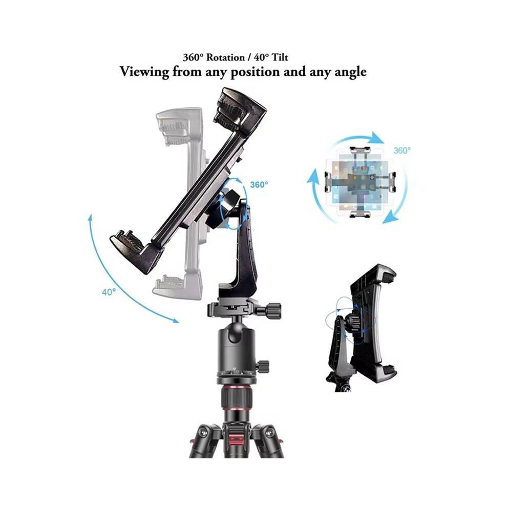 Universal Tablet Phone Tripod Mount 360Rotating Stand Holder Clip for Air Pro 12.9 Pad Vlog