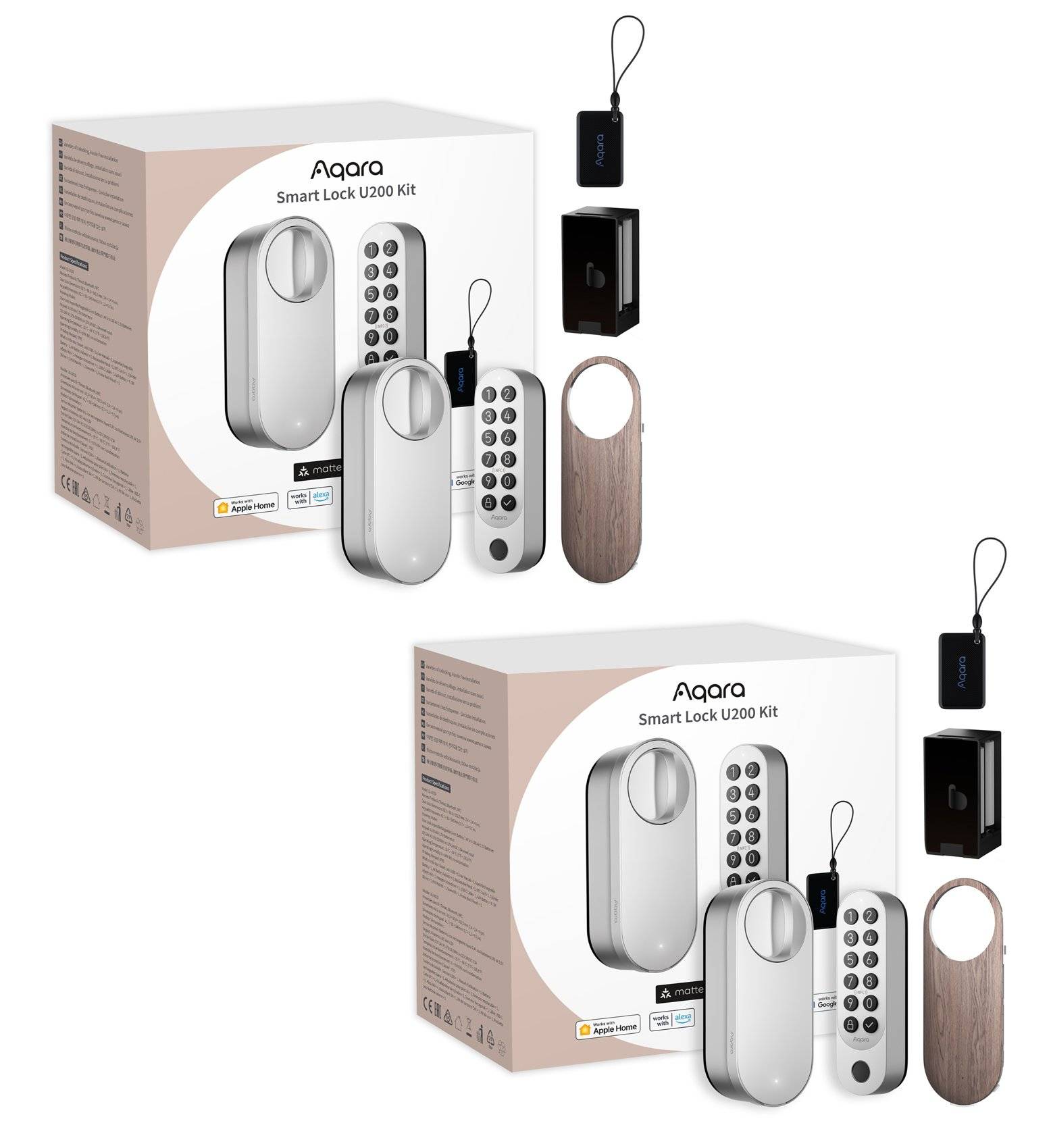 Aqara -2x Smart Lock U200 Kit Silver - Bundle - Fri fragt og klar til levering - Prismatch
