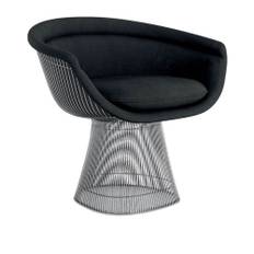Knoll - Platner Lounge Chair, underrede i Polerad nickel, Tyg: Kat. C - Alpaca - 11AL - Lænestole - Warren Platner - Sølv - Naturmateriale/Metal/Skum