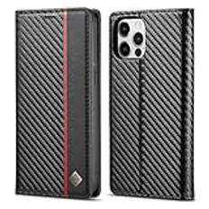 Telefonstödfodral Compatible with iPhone 12 Mini Case with Card Holder,Carbon Fiber Texture Design Leather Hybrid PU Case Stand Function Magnetic Clasp Cover Compatible for iPhone 12 Mini