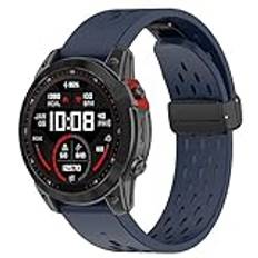 Sylphicryst för Garmin Epix Pro 47mm,Garmin Fenix7/7 Solar/7 Sapphire Solar,Silikon klockarmband i Magnetiskt klockspänne för Herr-och Damklockor med Snabbkoppling smartklockor,Mörkblå