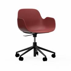 Normann Copenhagen Form Armchair Swivel Med Hjul - Sort Alu - Rød