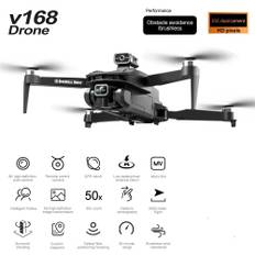 2024 New V168 PRO UAV HD Aerial Photography ESC Dual Camera WIFI FPV All-Round Obstacle Avoidance Quadcopter Toy Gift 1 battery svart