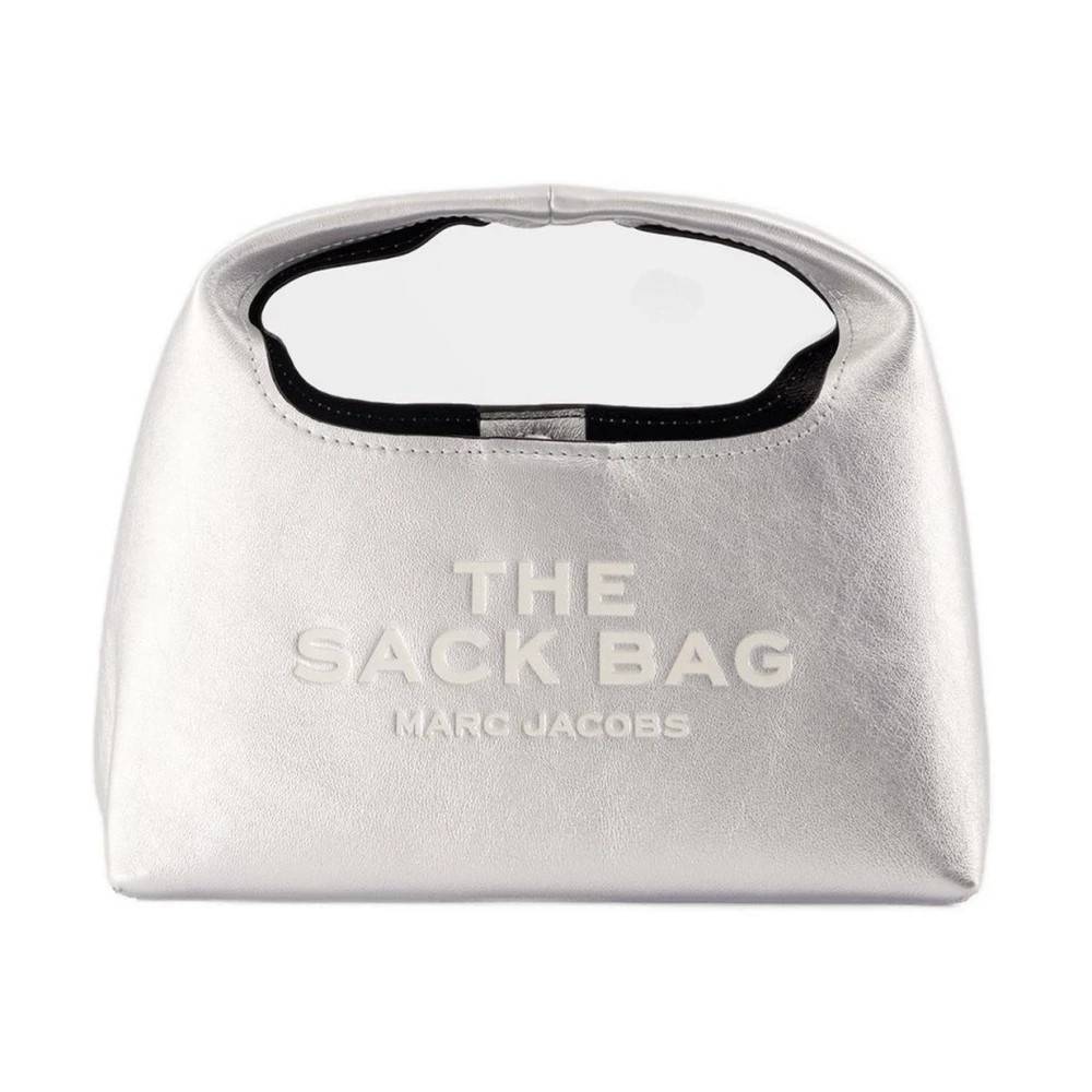 Marc Jacobs Metallic Læder Mini Sack Taske - Tasker - Dame - Grå - ONE SIZE - Læder
