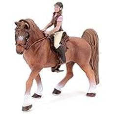 Prevessel Cowgirl och häst ridleksak, miniatyrhäst, brun häst med figur och sadel, djurfigurer samling för barn