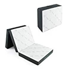 COSTWAY Fällbar madrass, gästmadrass, 3-delad vikbar madrass med avtagbart överdrag, 193 x 80 x 10 cm, vikbar madrass för husbil, gästsäng