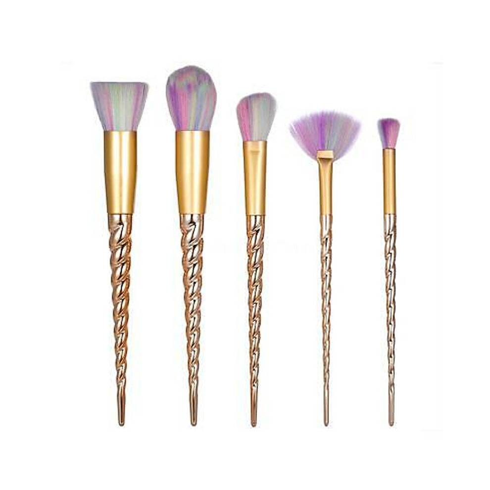 (5pcs gold)10pcs Unicorn Female Makeup Brushes Set Thread Contour Eyeshadow Brush Powder