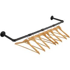 ITOOLFIRM Klädstång, väggmontering, 100 cm, indusriella rör, metall, garderobsstång, vägg för galgar, avtagbar klädställning, garderob, stång, svart för hall, 25 cm avstånd, kan belastas med 30 kg