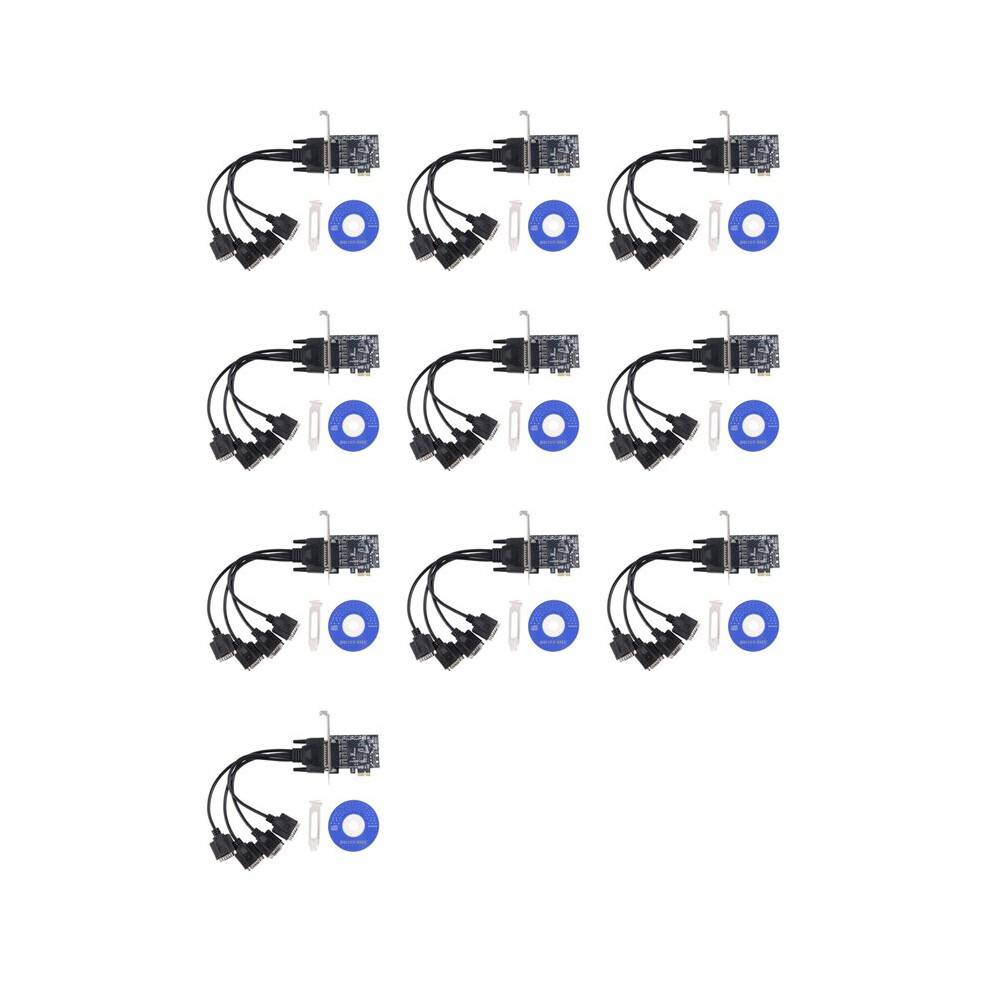 10X PCI-E Serial Port Card Pcie to 4 Serial Port RS232 9-Pin Industrial Control 4-Port Expansion Card AX99100 with Cable