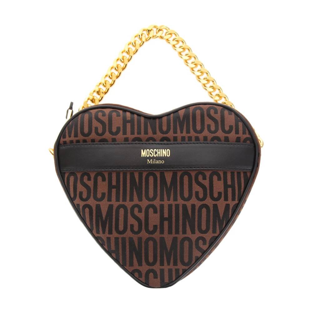 Moschino Logo Heart Bag - Tasker - Dame - Brun - ONE SIZE - Bomuld