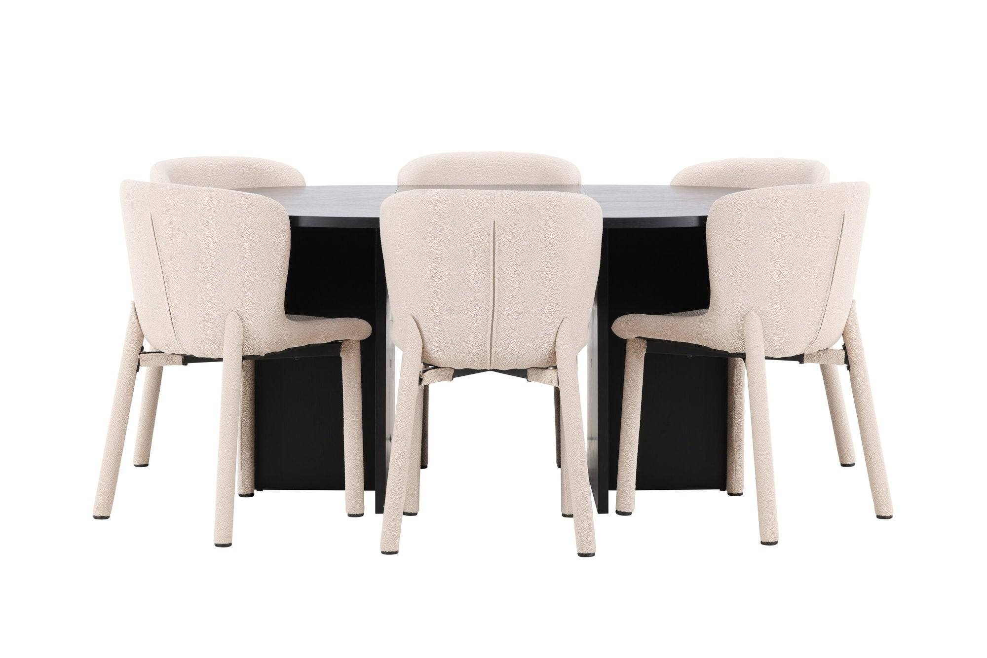 Venture Home Strada bord - Black with 6 Astoria stol - Beige