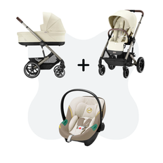 Cybex Balios S Lux Travelsystem Seashell Beige - Taupe Frame with Aton S2