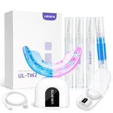 Ualans Teeth Whitening Kit, Professionelle Zahnbleaching Set, 32 LED, 3 * 4ml Bleaching Gel, Beruhigungsgel, Sichere Schmerzlose Zahnaufhellung & Weiße Zähne, 10 Minuten Bleaching Zähne