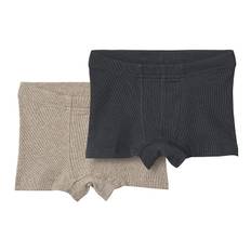 Wheat Boxershorts - Rib - 2-pak - Louis - Navy/Beige - Wheat - 2 år (92) - Boxershorts