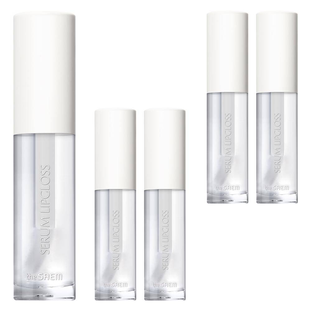 The Saem Saemmul Serum Lip Gloss (Bulk Set of 5) - WH01 Clear Coating: High-Shine Glassy Finish & Non-Sticky Hydration, 4.5g x 5