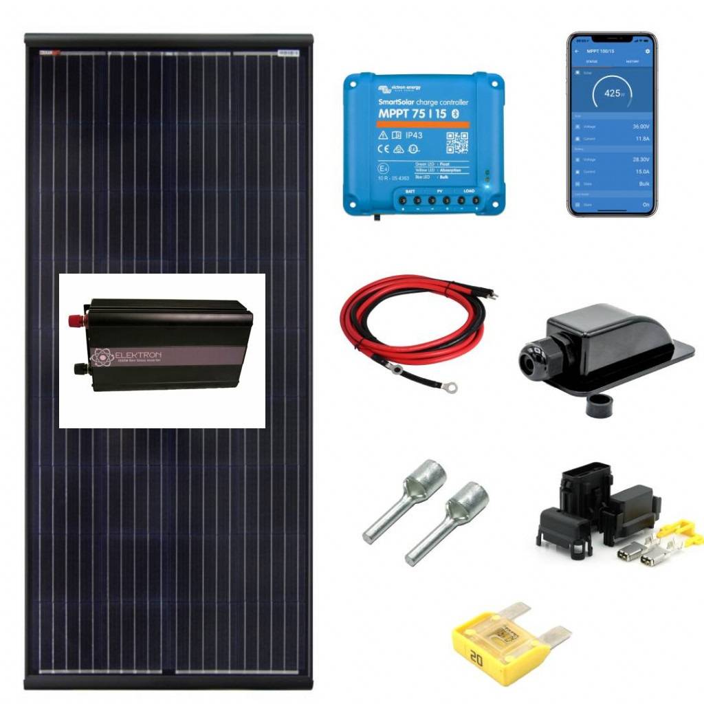 Solcellspaket med 150 watts inklusive 1000 watts Elektron inverter