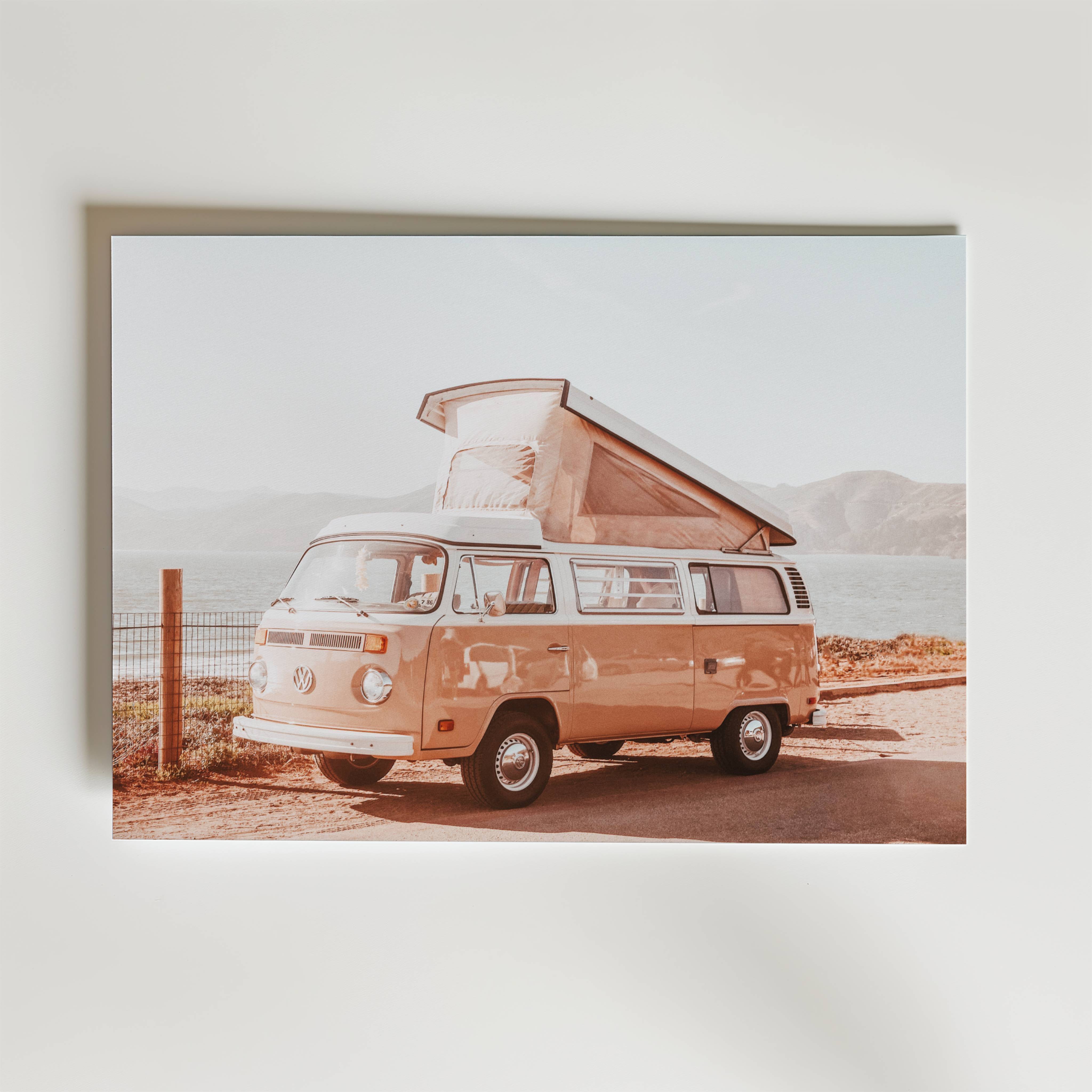 Sunset Camper Van Poster - Premium Canvas 40x50 cm