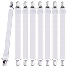 Huiguli 8 st lakansklämmor, justerbara sänglakansgripare, högelastiska dra-på-lakan remmar med klämmor, sänglakansfästen max stretch 120 cm, madrasshållare, starka lakansklämmor för sängkläder