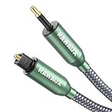 RAWAUX Optisk kabel 2 m optisk digital audio toslink till mini Toslink SPDIF kabel 24K guldpläterad kontakt digital optisk ljudkabel adapter för TV, DVD, HiFi-system