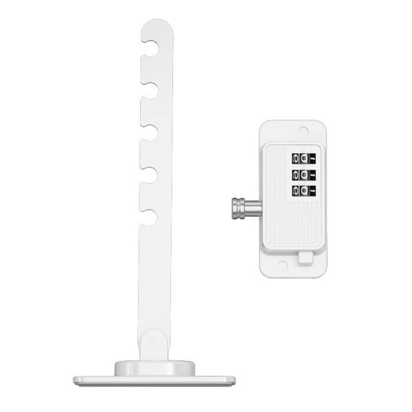 Fönsterbegränsare lås 2-pack med ventilationskrok och kombinationslås, ABS+järn, passar skjutbara glasdörrar, skåp, lådor och kylskåp White