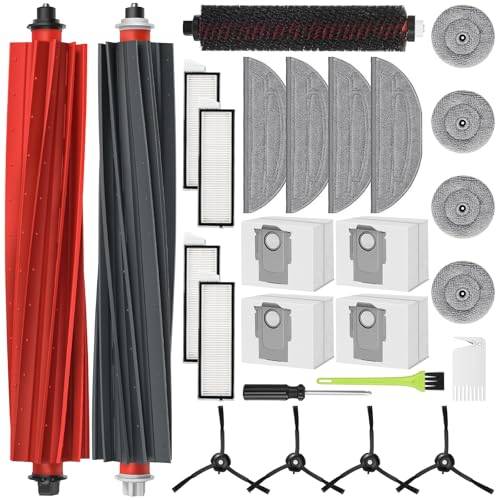 RUKHOOL S8 MaxV Ultra Zubehör für Roborock S8 Max Ultra Ersatzteile Zubehörset mit 4 Staubbeutel, 2 Hauptbürste, 4 Filter, 4 Wischtücher, 4 Mini Mop Wischer, 4 Seitenbürste, 1 Reinigungsbürste