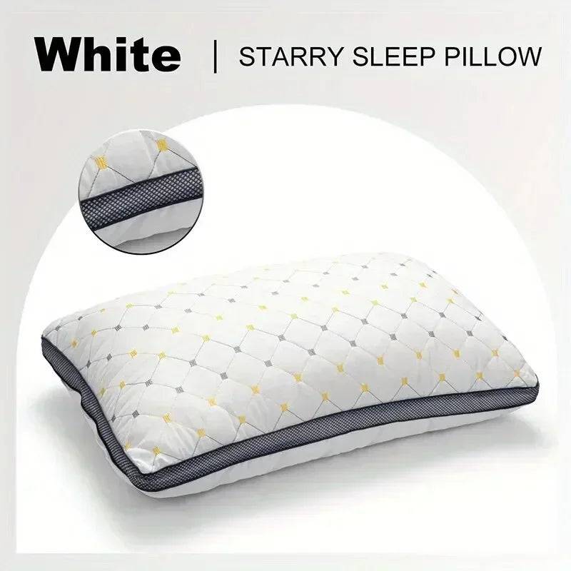 Buckwheat pillow adult home neck pillow with a soft and comfortable pillow core not easy to collapse - White and blue / 48 x 74