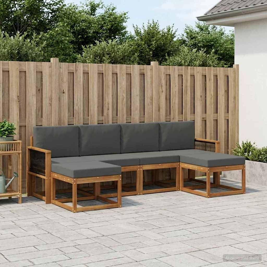 vidaXL Udendørs sofagruppe 6 pcs Naturlig og Antracit Polyester