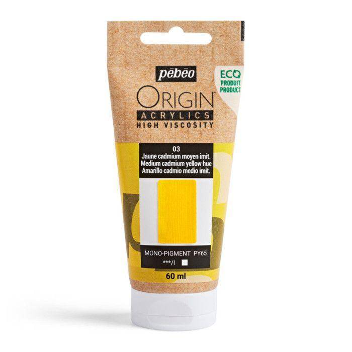 Acrylic paint - Cadmium Yellow Medium - 3 - High viscosity - Pébéo - Origin acrylics - 60ml