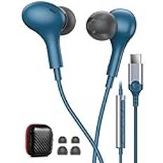 USB C-hörlurar för Phone 15 Pro Max Samsung A55 A35 A54 A34 Z Flip6 Fold 6 S24 Ultra S23 FE, in-ear-hörlurar USB C-anslutning magnetiskt USB C-headset med mikrofon Typ C-hörlurar för Pixel 8a 7a 8