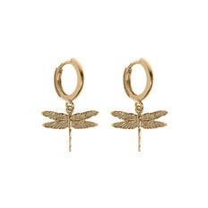 Dragonfly Små Hoops Örhängen - Guld