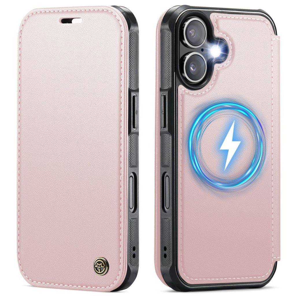 CASEME 053 iPhone 16 Plus Flip Cover MagSafe RFID-blokerende - Lyserød