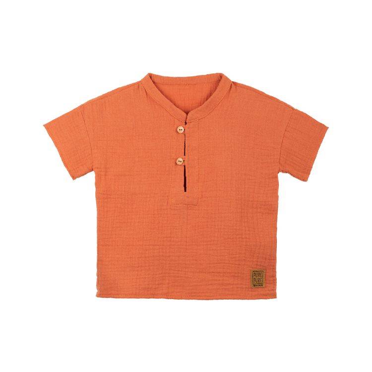 Tunika tröja kortärmad för barn eko muslin -Papaya 110-116cl: 110cl