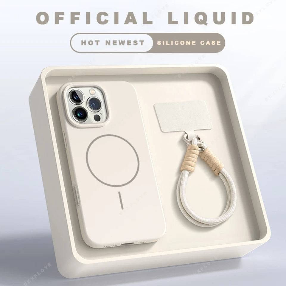 Magnetic Phone Case with Lanyard Strap - Cream White / iPhone 16 Pro Max