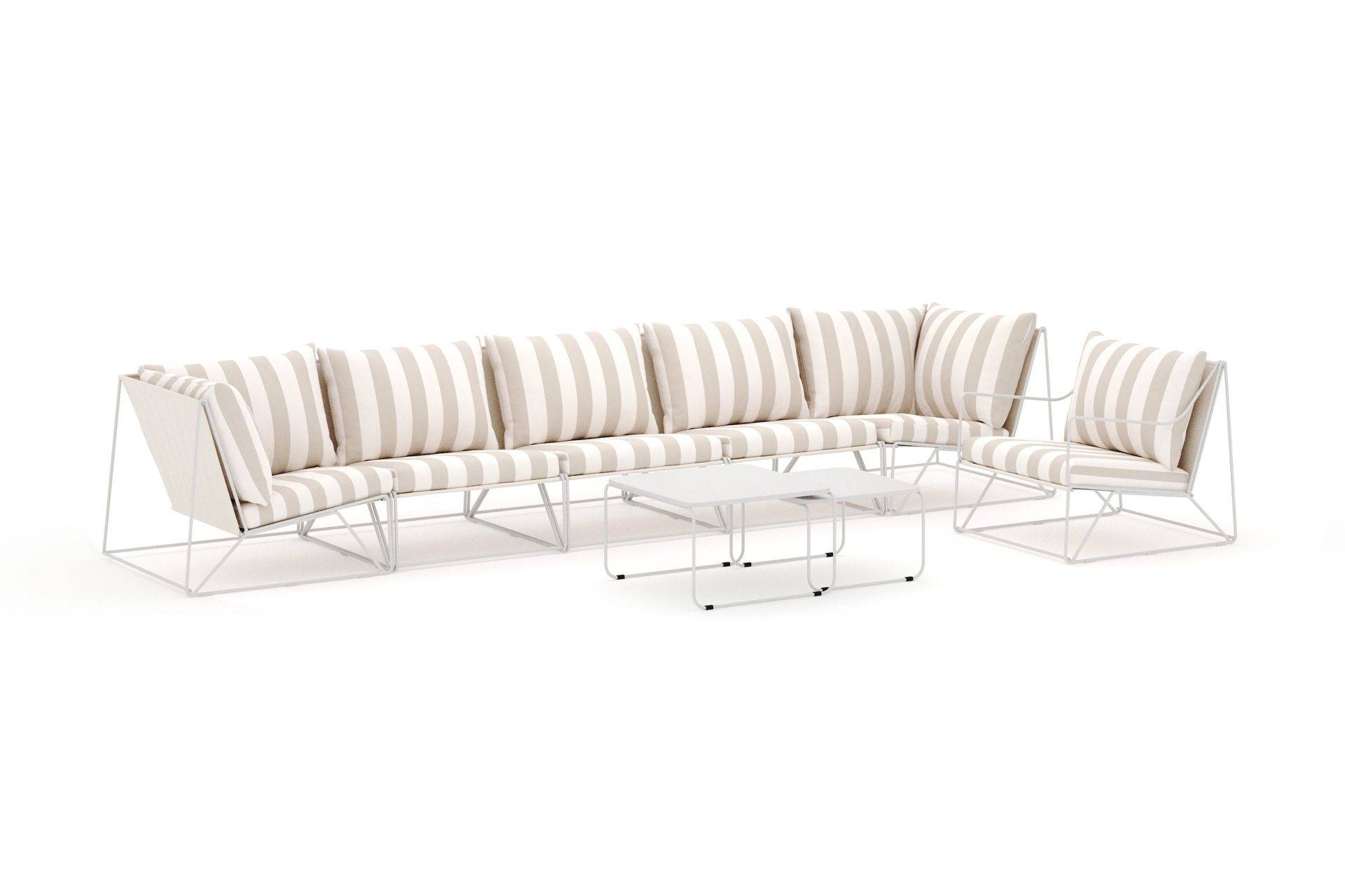 Comfort Garden Usteryd utomhus rak 6-sits soffa med fåtölj - Beige/Striped Altanmöbler