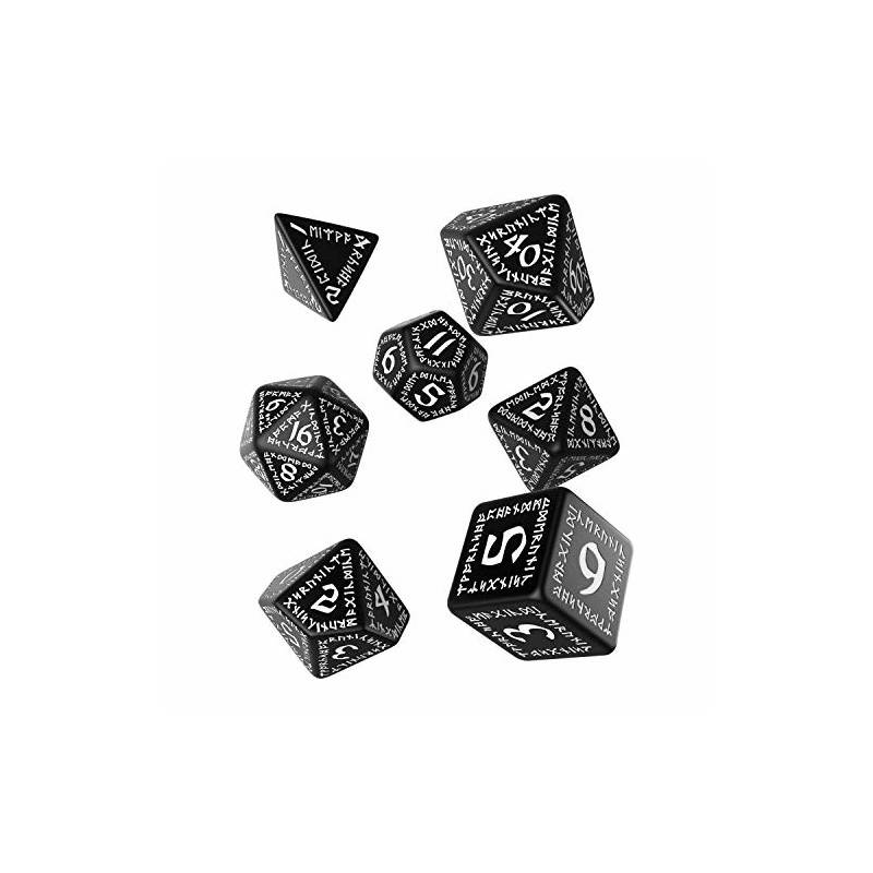 Runic Black & white Dice Set (7)