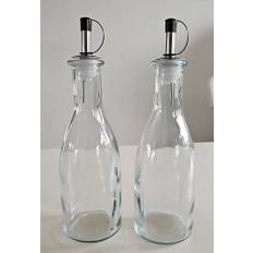 Provance Uppsättning med 2 oljeflaskor 2 x 300 ml för vinäger och oljedispenser, olivolja, flaska med missfärgningsskyddat lock, glasflaska för kök ättimer och BBQ
