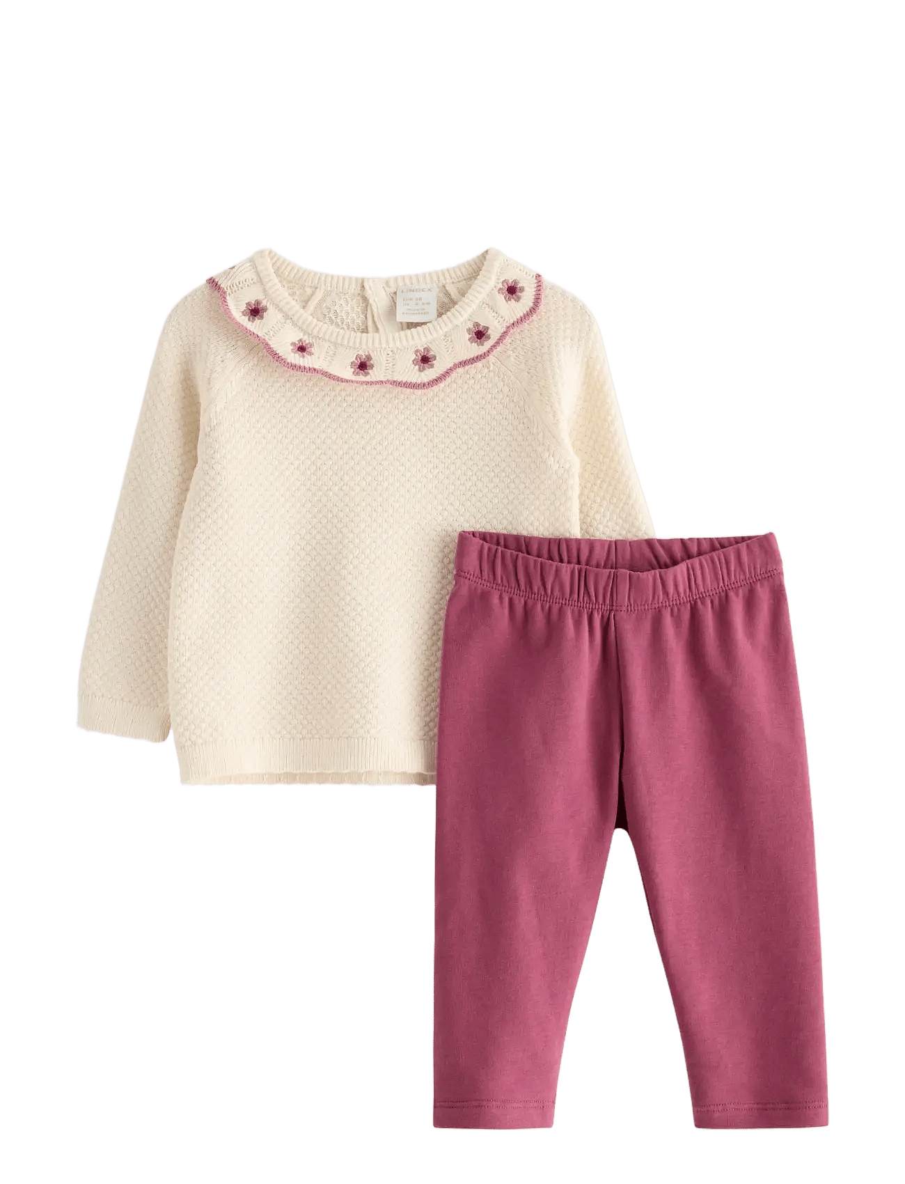 Lindex Set With Fine-Knit Jumper And Leggings - Cream - 98