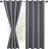 DWCN Mörkläggningsgardiner med öljetter gardin ogenomskinliga mörkläggningsgardiner 2 stycken thermogardin för vardagsrum, sovrum, grå, 175 x 140 cm (H x B):